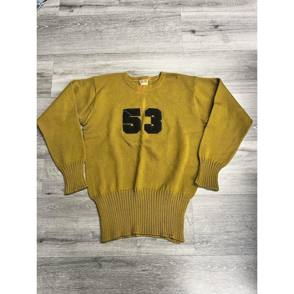 Vintage 1950's John Beck #53 Yellow Knit 1953 Sweater Berlou Moth Size 46